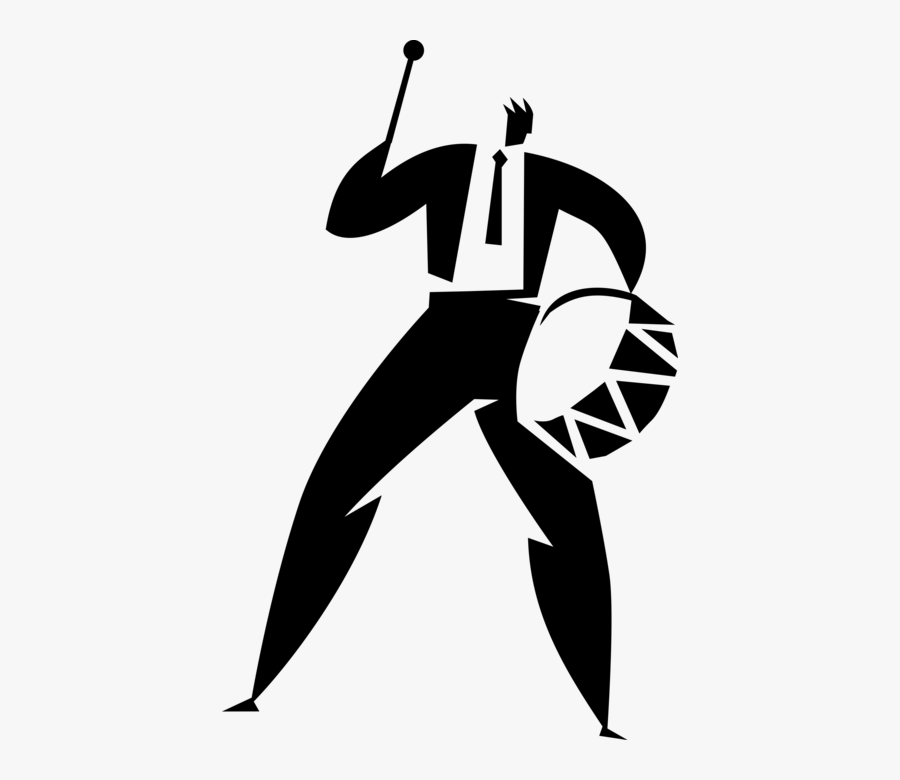 Vector Illustration Of Drummer Musician Plays Percussion - Illustration, Transparent Clipart
