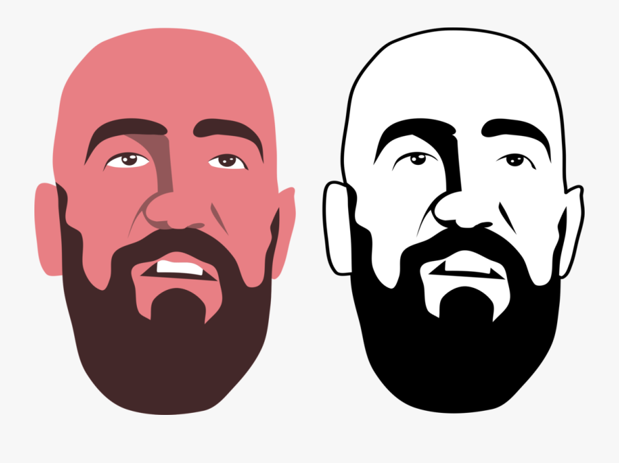 Emotion,hairstyle,art - Cartoon Bald Guy With Beard Png, Transparent Clipart