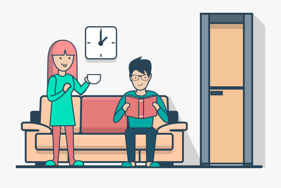 Graphic Free Library Sofa Clipart Old People Cartoon Living Room