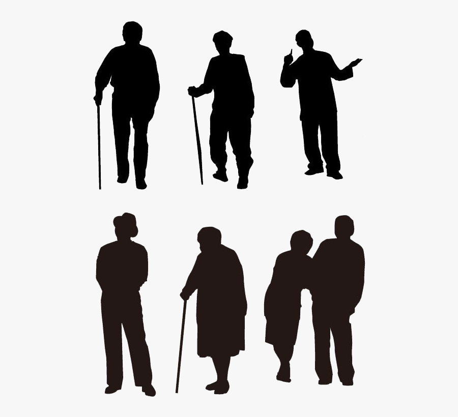 Pin By Grosu Mihaela On Silhouette People - 老人 剪影, Transparent Clipart