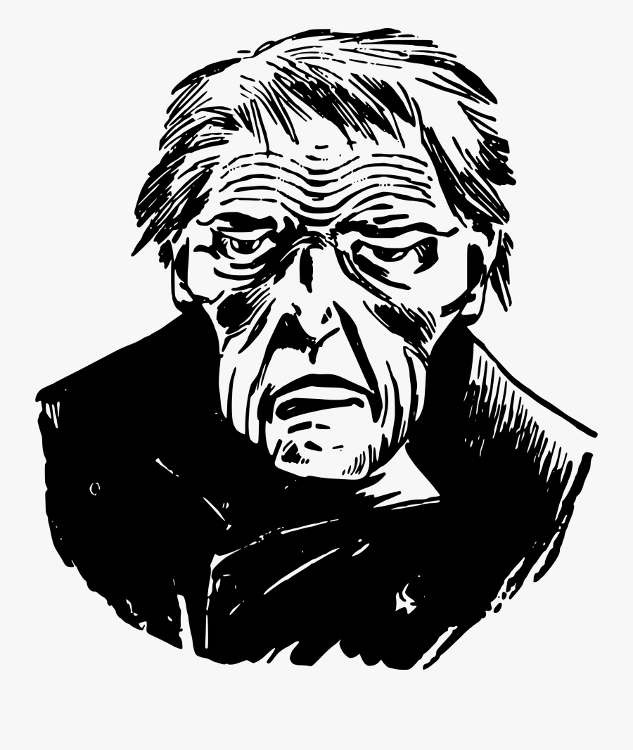 Sad Old Man Clip Arts - Old Man Face Clipart Black And White, Transparent Clipart