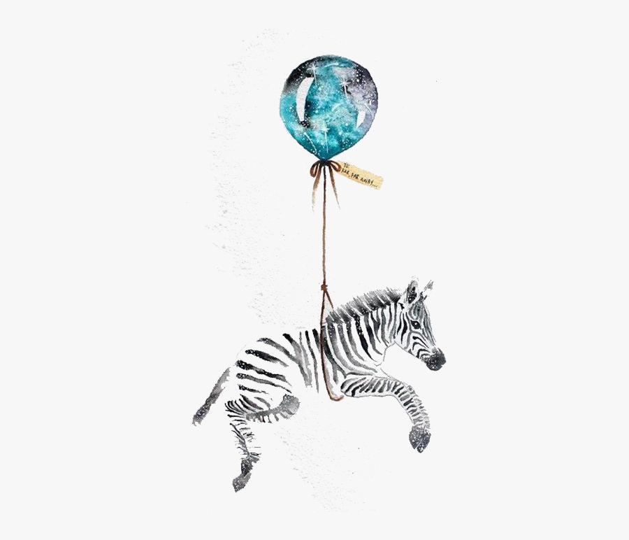 Tattoo Illustration Cartoon Watercolor Zebra Painting - Zebra Balloon Tattoo, Transparent Clipart
