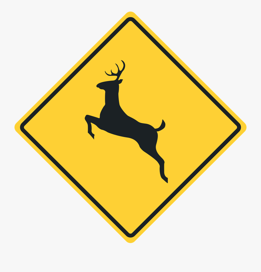 Traffic Sign,road Sign,caution,deer,deer Crossing,sign,free - Deer Crossing Signs, Transparent Clipart