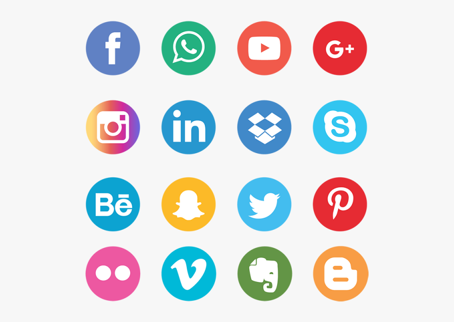 Clip Art Set Network Background Smiley - Vector Social Media Icons Png, Transparent Clipart