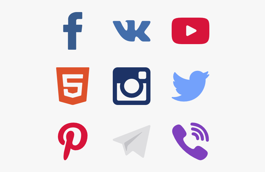 Social Media Icons Clipart Transparent Background - Social Media Icons For Youtube Banner, Transparent Clipart