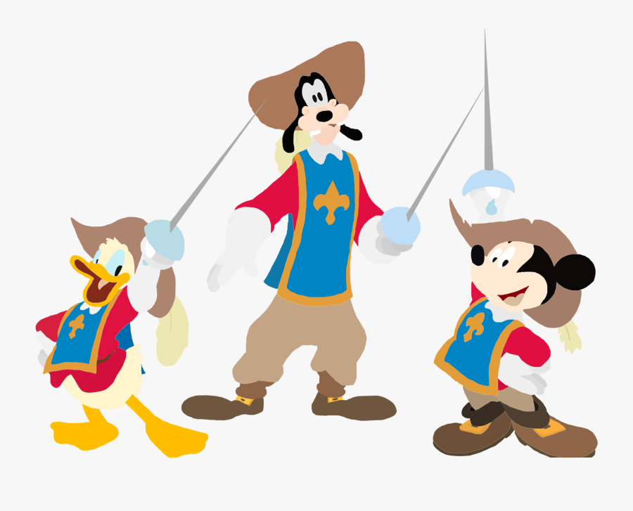 Mickey Donald Goofy Three Musketeers Disney - Three Musketeers Clip Art, Transparent Clipart