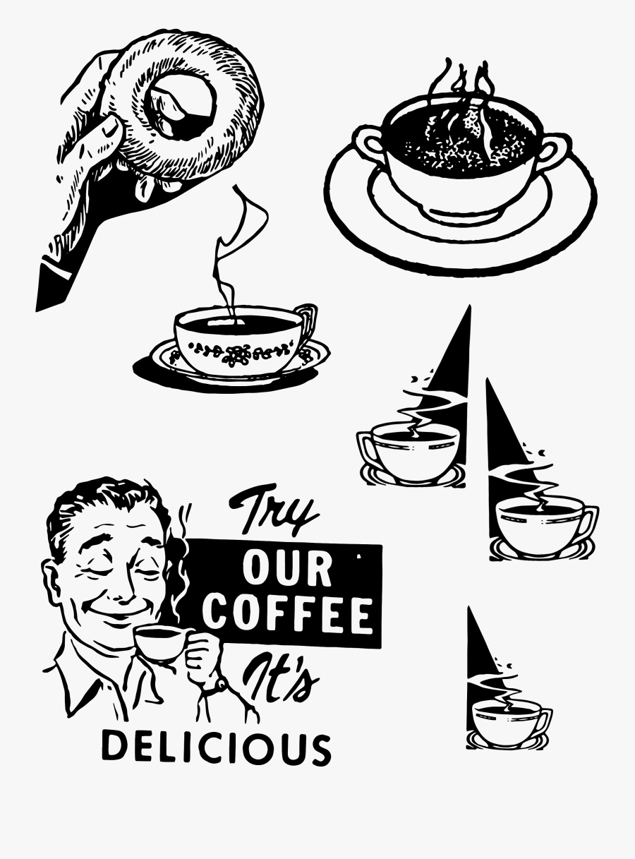 4532 Coffee Donut Free Vintage Clip Art - Oasis Park Plaza Jodhpur Menu, Transparent Clipart