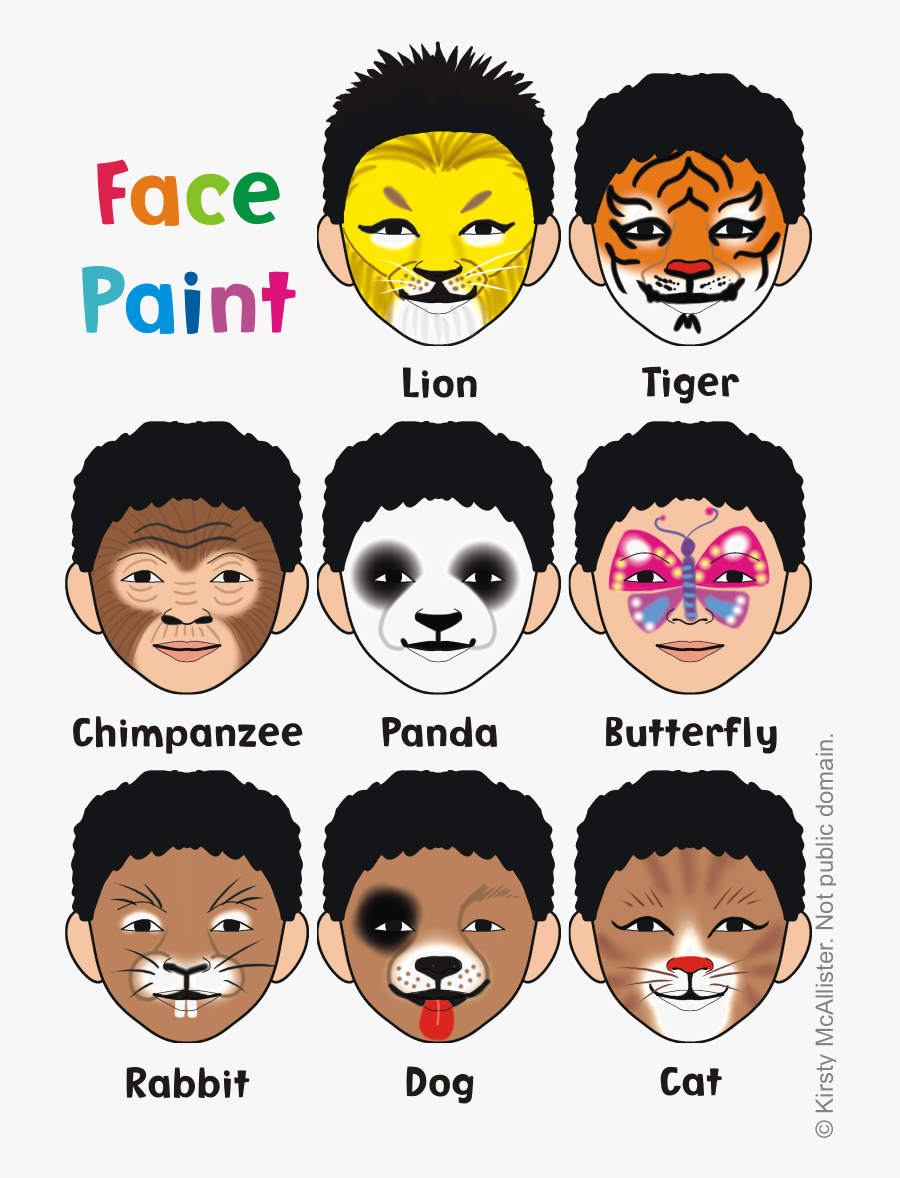 Puppy Face Paint, Lion Face Paint, Animal Face Paintings, - Easy Animal Face Paint Ideas, Transparent Clipart