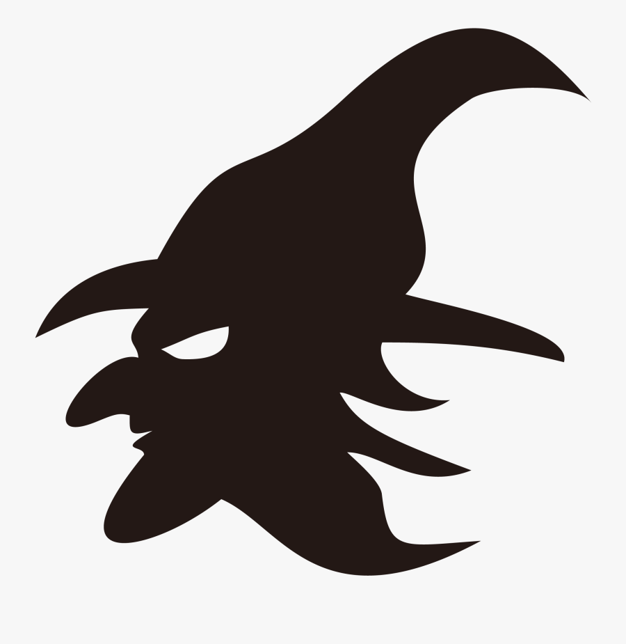 Witch Face Silhouette Drawing, Transparent Clipart