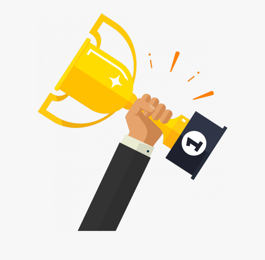Golden Competition Prize Award Cup Free Download Png - Hand With Trophy Icon, Transparent Clipart
