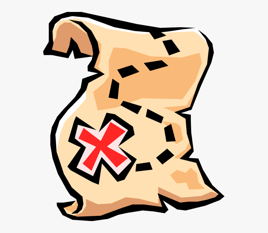 Vector Illustration Of Treasure Map With X Marking - Treasure Map With X, Transparent Clipart