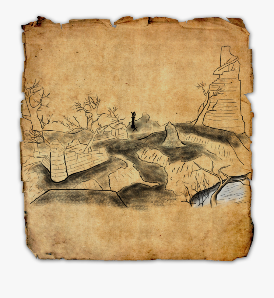 Clip Art Singed Treasure Map - Elder Scrolls Online Treasure Maps, Transparent Clipart