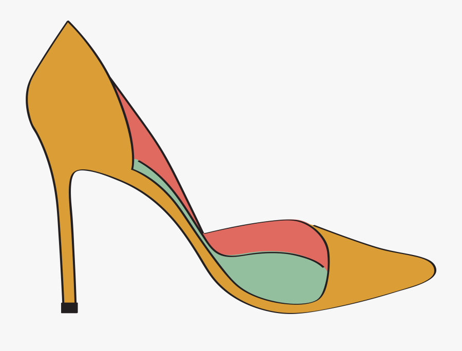Clip Art High Heels Drawing - Basit Topuklu Ayakkabı Çizimi, Transparent Clipart
