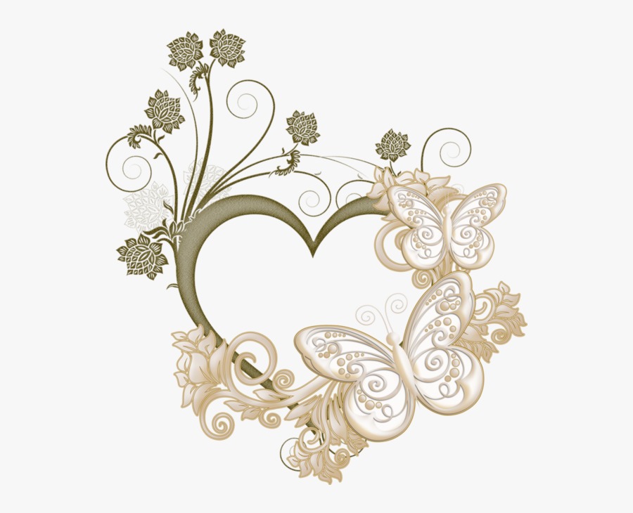 Butterfly Heart Frame Love Picture Free Clipart Hq - Flower Heart Frame Png, Transparent Clipart