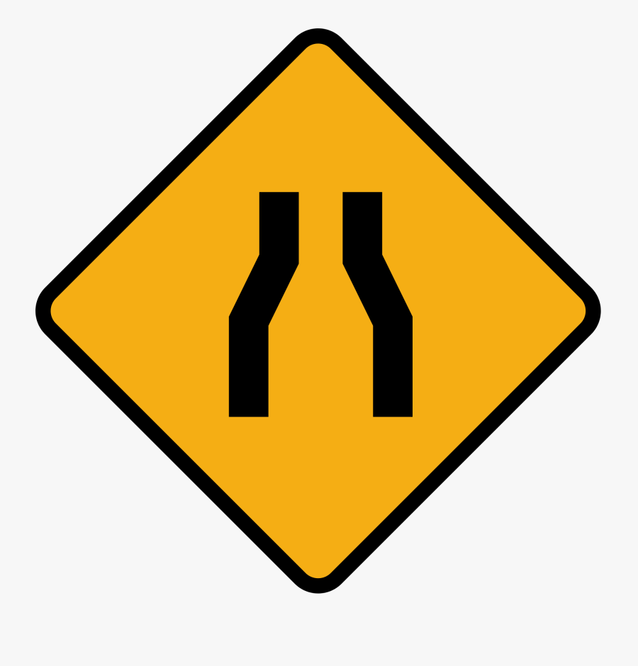 Diamond Road Sign Road Narrows - Deer Crossing Sign Clip Art, Transparent Clipart
