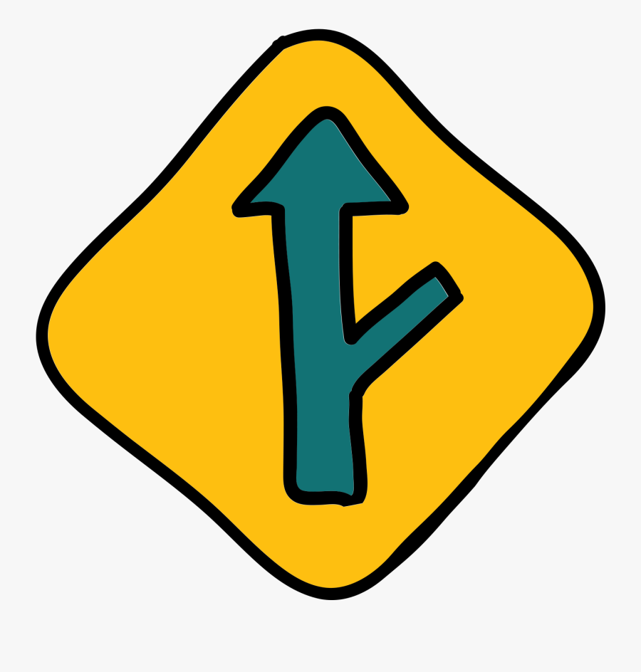 Right Y Intersection Road Sign Icon - Pedestrian Crossing Sign Clip Art, Transparent Clipart