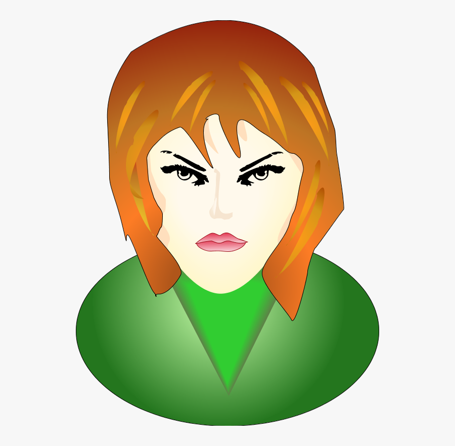 Angry Girl Face Clip Art - Girl Face Vector Clipart, Transparent Clipart