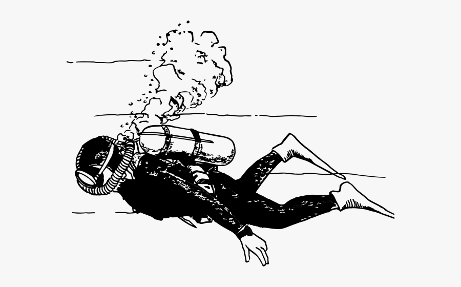 Diver Clipart - Scuba Diving Drawing Water, Transparent Clipart