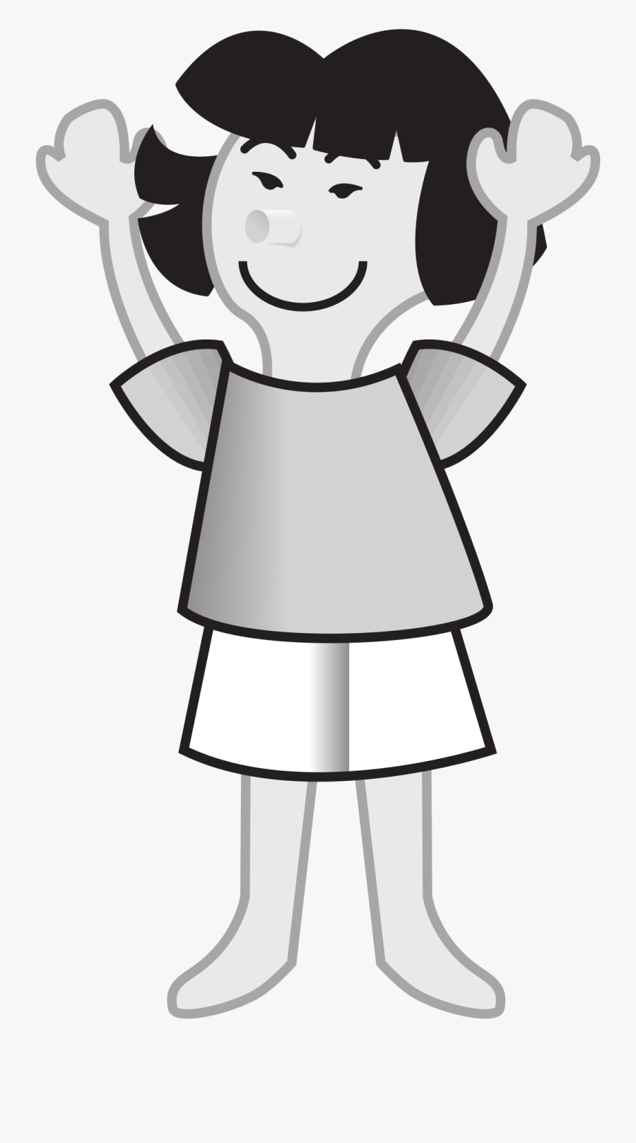 Transparent Girl Jumping Rope Clipart - Cartoon Girl Clipart Black And White, Transparent Clipart