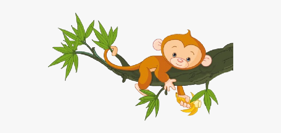 Cute Funny Cartoon Baby Monkey Clip Art Images - Monkey Is On The Tree, Transparent Clipart
