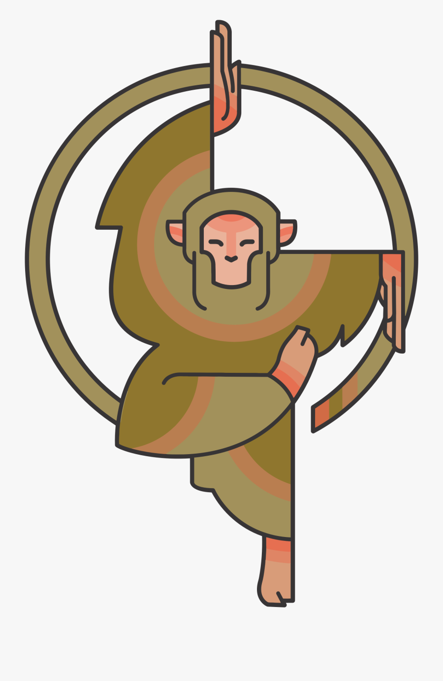 Ape Monkey Kung Fu Animal Cartoon - Stylized Monkey, Transparent Clipart