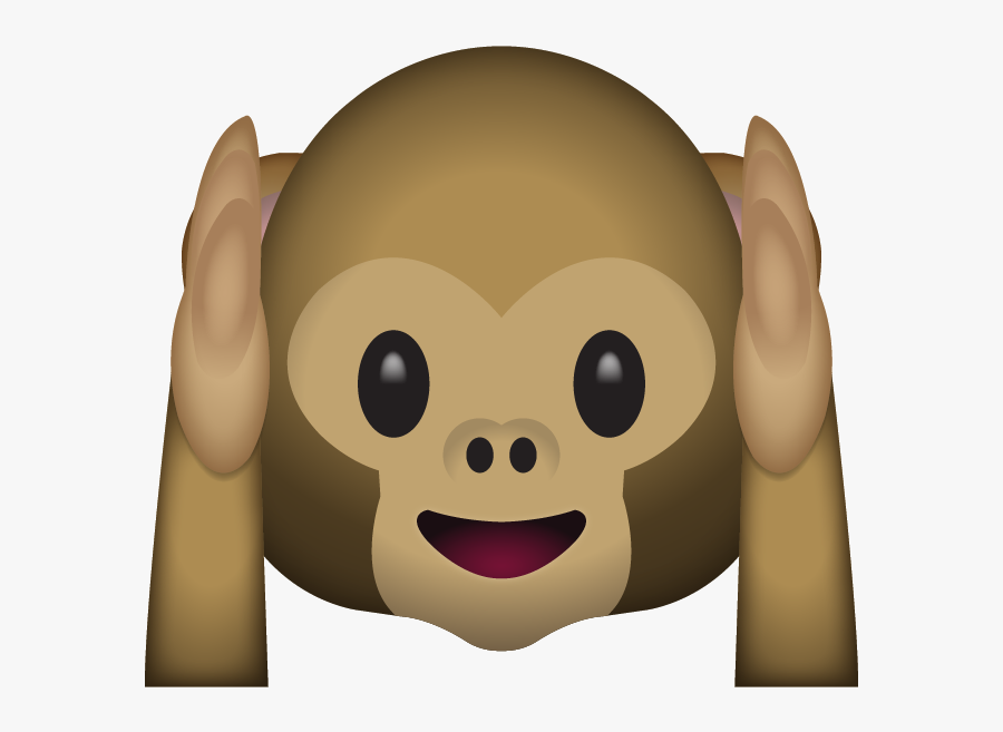 Download Hear No Evil Monkey Emoji - Three Monkeys Of Gandhiji, Transparent Clipart
