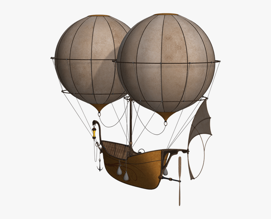 Transparent Vintage Hot Air Balloon Clipart - Balloon Air Ship Steampunk, Transparent Clipart