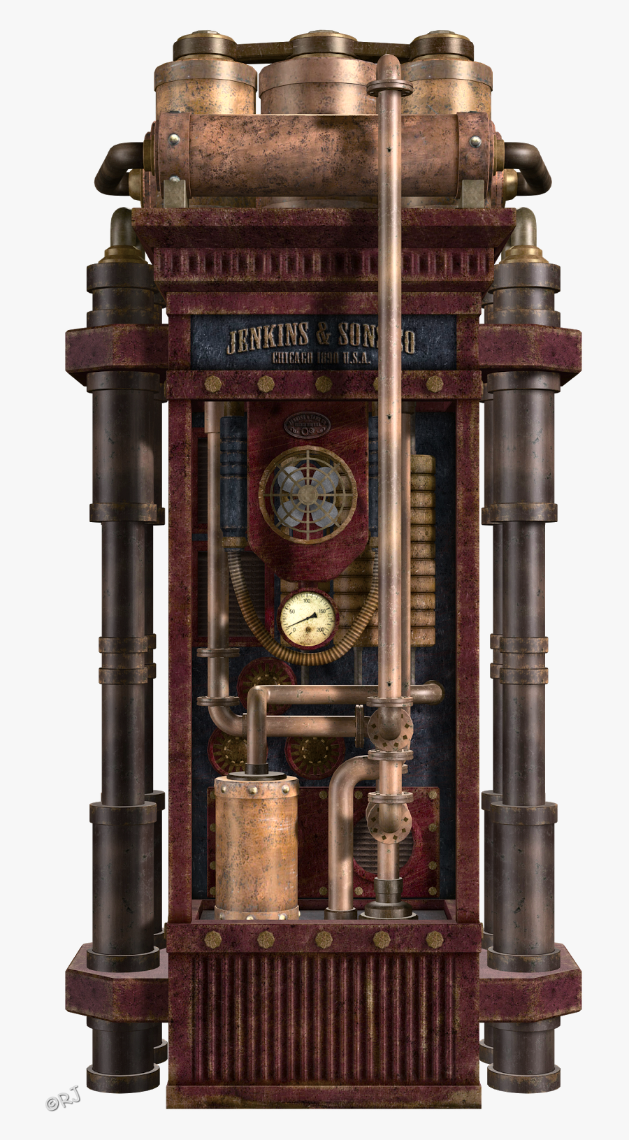 Transparent Steampunk Clock Clipart - Steampunk Building Transparent Background, Transparent Clipart