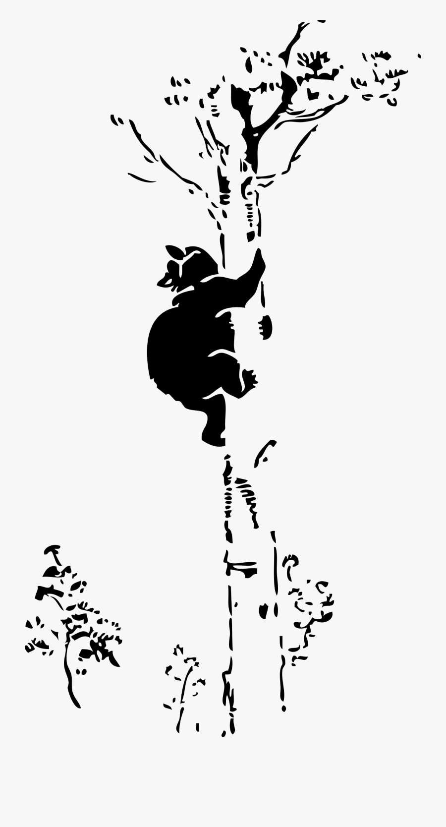 Clip Art Cat In The Freeuse - Bear Climbing Tree Silhouette, Transparent Clipart