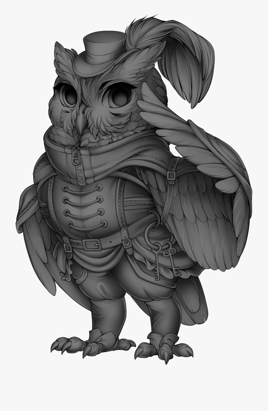 Collection Of Free Animal Drawing Steampunk Download - Grayscale Art Owl, Transparent Clipart