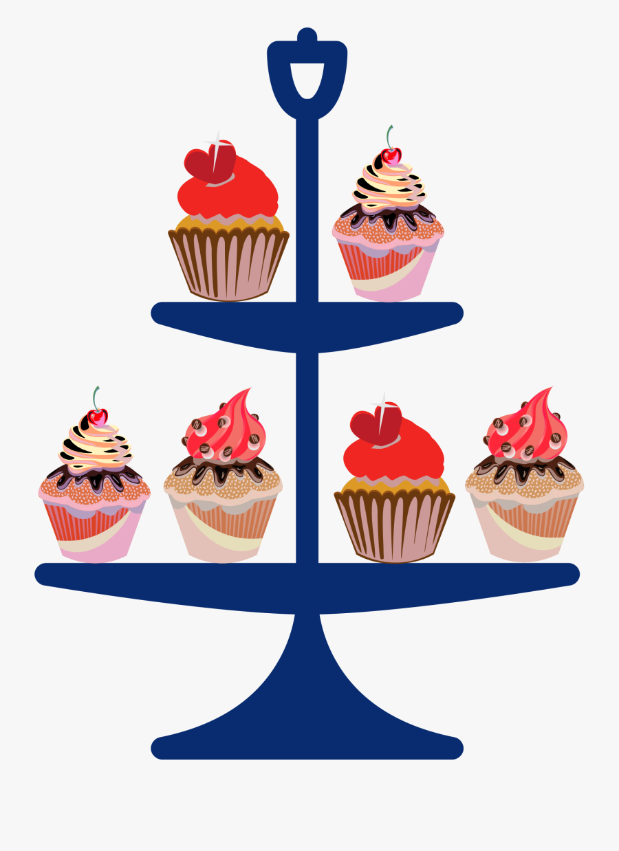 Cakes On A Stand Clip Arts - Cupcake Bakery Clip Art, Transparent Clipart