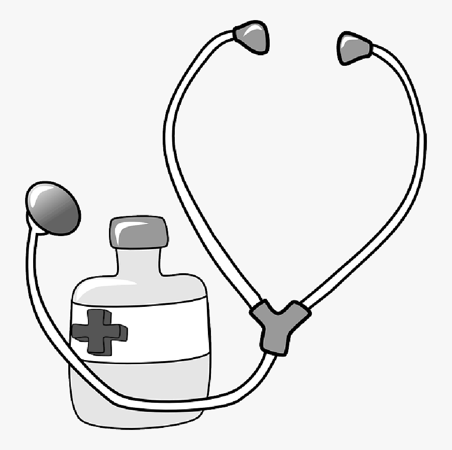 Red, Black, Outline, Cross, Drawing, Doctor, Nurse - Stethoscope Clipart, Transparent Clipart