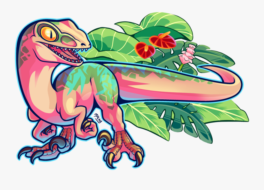 Drawn Velociraptor Echo - Cartoon Jurassic Park Dilophosaurus, Transparent Clipart