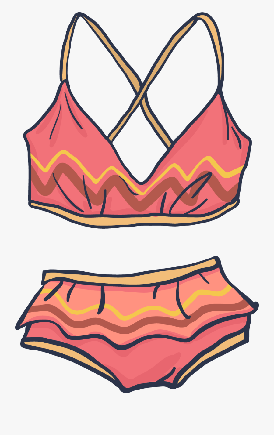 Swimsuit Bikini Clip Art - Bikini Cartoon Png, Transparent Clipart