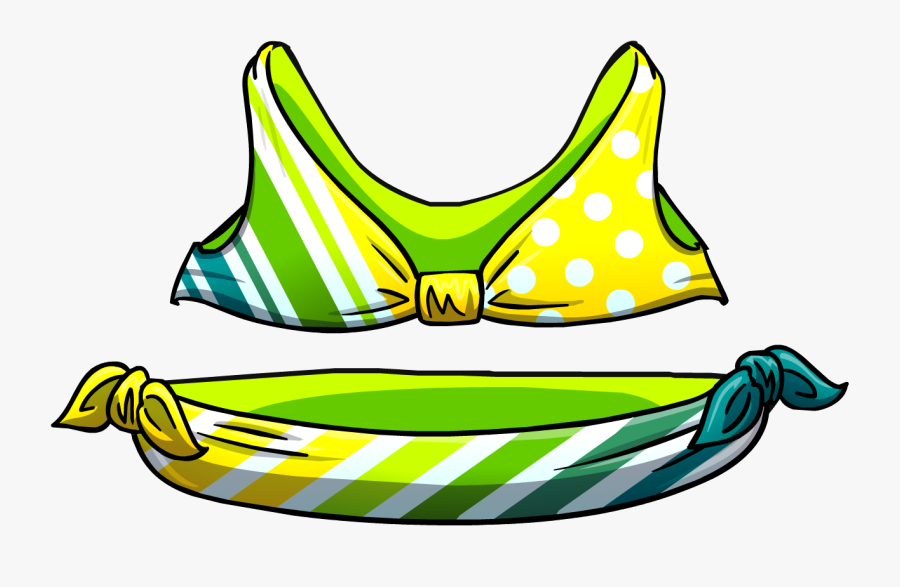 Lemon Lime Stripe Bikini - Codes De Bikinis Free Penguin, Transparent Clipart