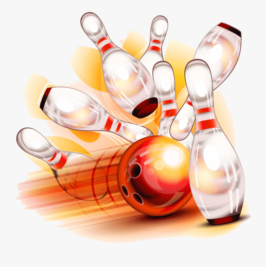 Bowling Ball And Pins Strike, Transparent Clipart