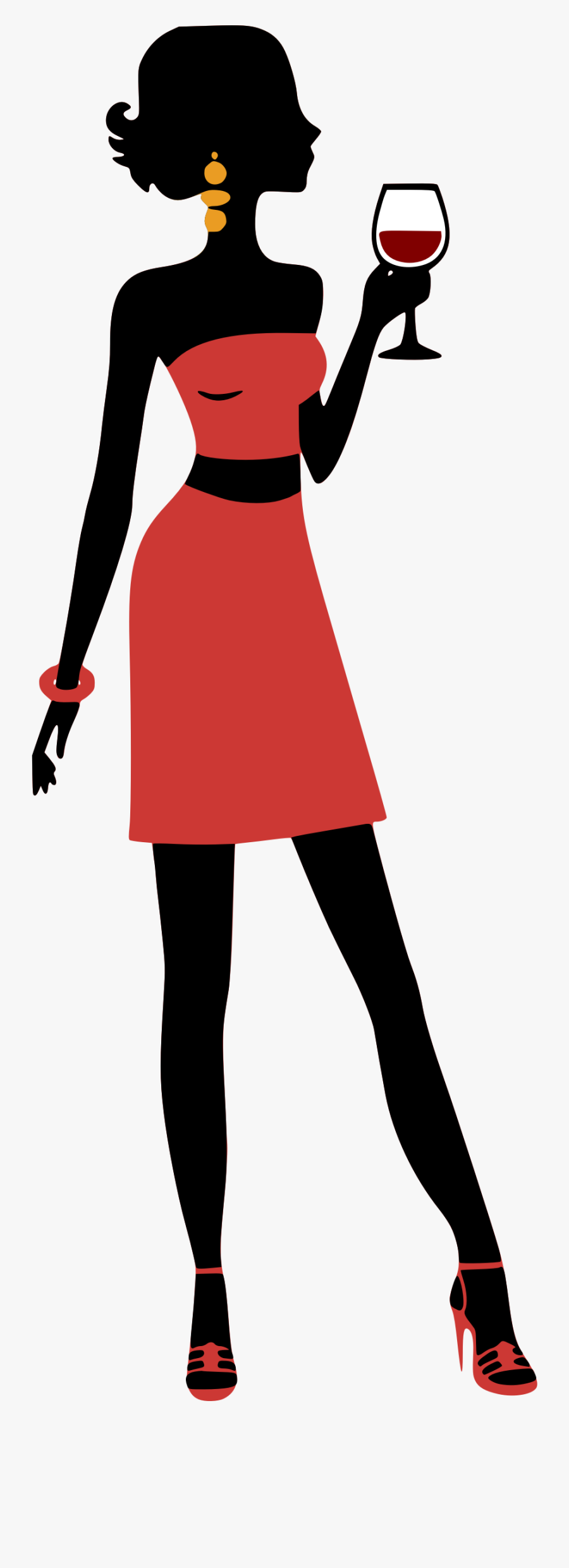 Silhouette In A Bikini Clipart , Png Download - Mulher Bebendo Vinho Png, Transparent Clipart