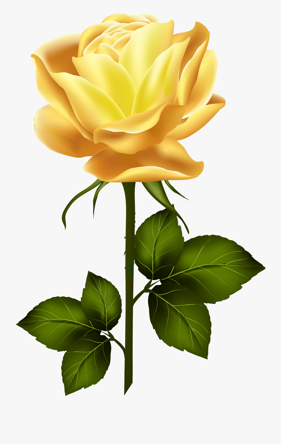 Clipart Roses Yellow Rose - Yellow Rose With Stem, Transparent Clipart