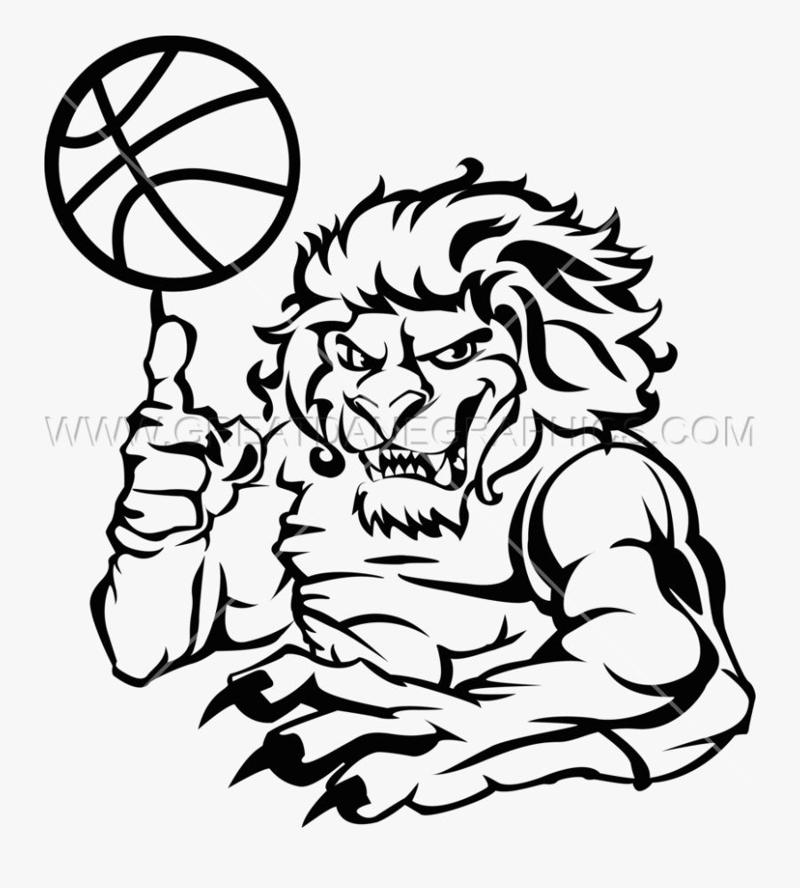 Basketball Line Drawing At Getdrawings - Playing Basketball Lions Drawing, Transparent Clipart