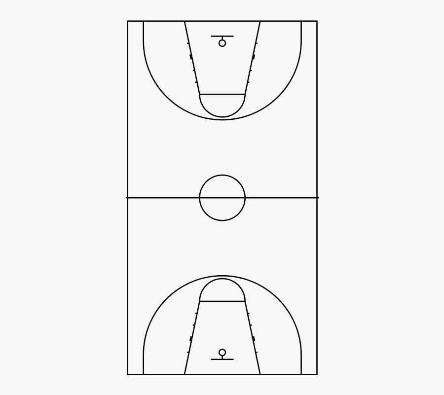 Clip Art Basketball Court Black And White - Basketball Court Lines Transparent Background, Transparent Clipart