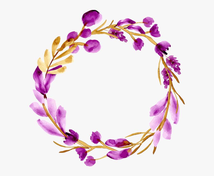 Watercolor Purple Flower Decoration Png - Flower Border Card Design, Transparent Clipart
