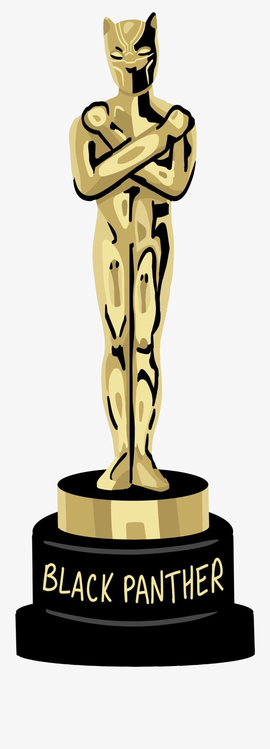 Oscar Trophy Black Panther, Transparent Clipart