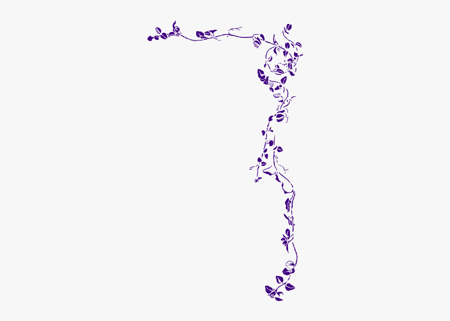 Vine Border Purple Clip Art At Clker - Green Floral Border Png, Transparent Clipart