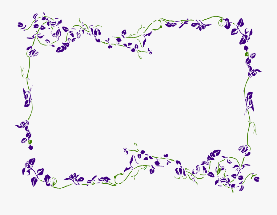 Purple Floral Border Clipart - Purple Floral Border Transparent, Transparent Clipart