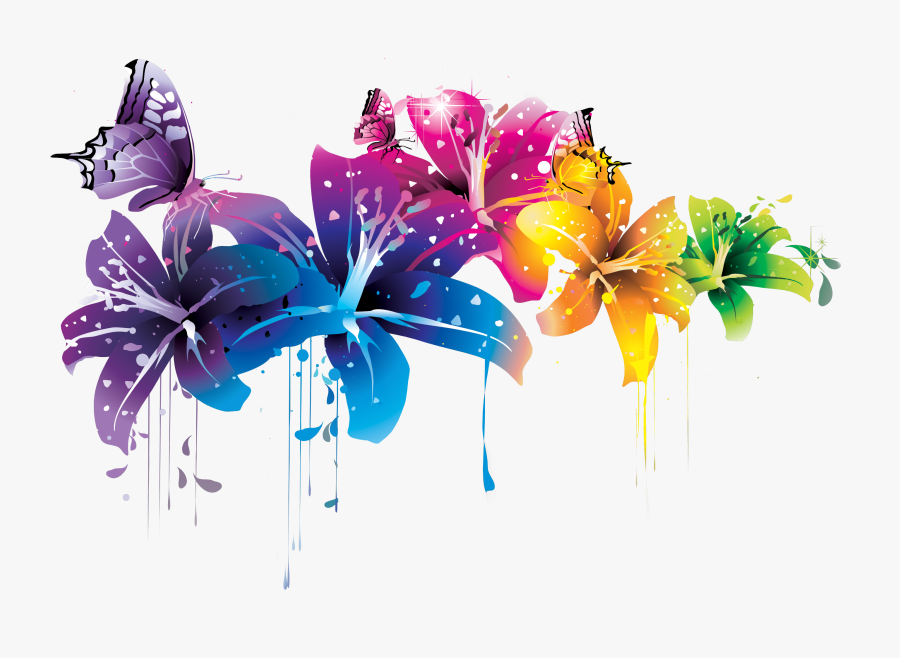 Purple Flower Border Design Download - Png Transparent Flowers Colorful Png, Transparent Clipart