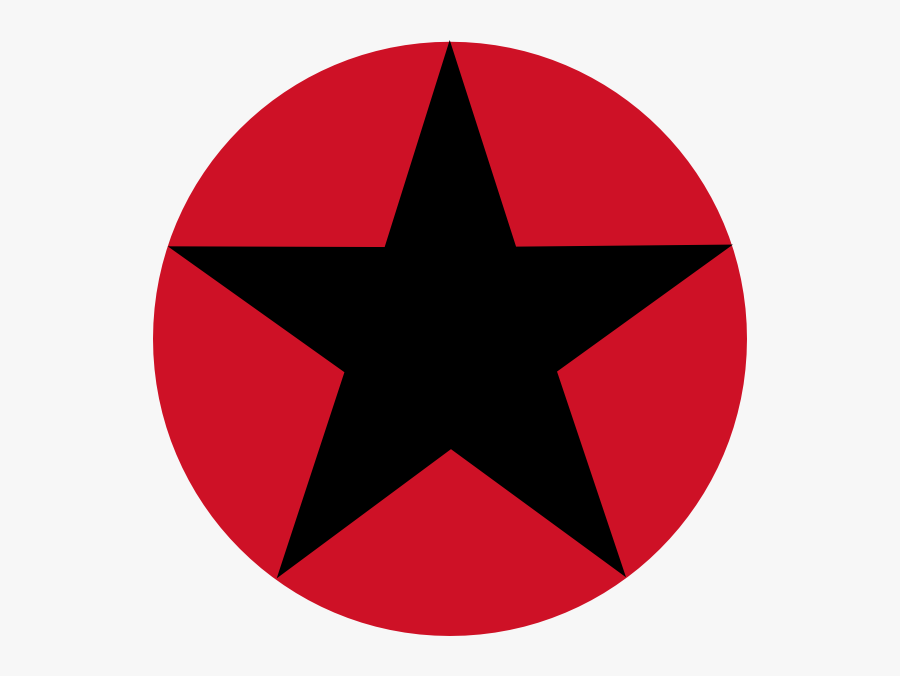 Red Circle Black Star, Transparent Clipart