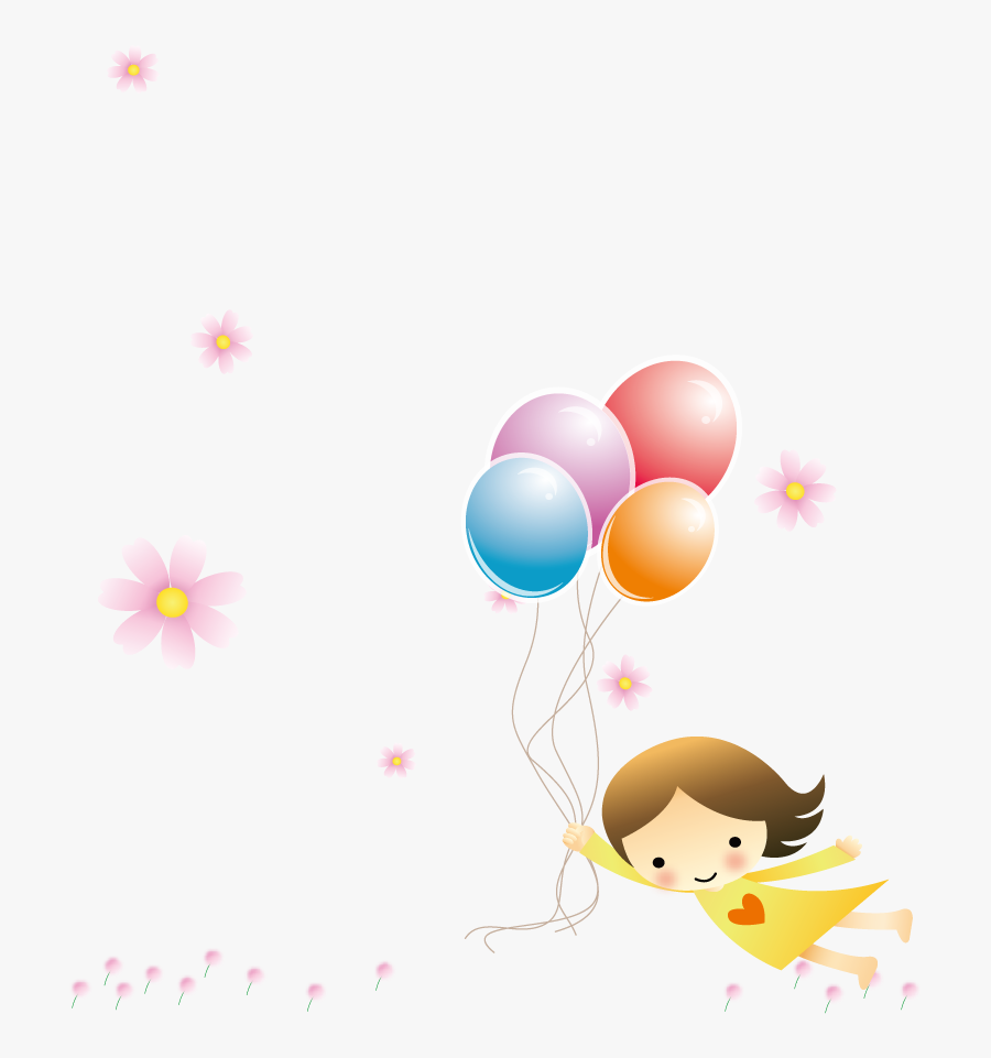 Crying Clipart Autism Girl - Cartoon Flying With Balloon, Transparent Clipart