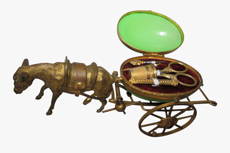 Palais Royal Etui Brass Donkey Pulling Green Opaline - Cart, Transparent Clipart