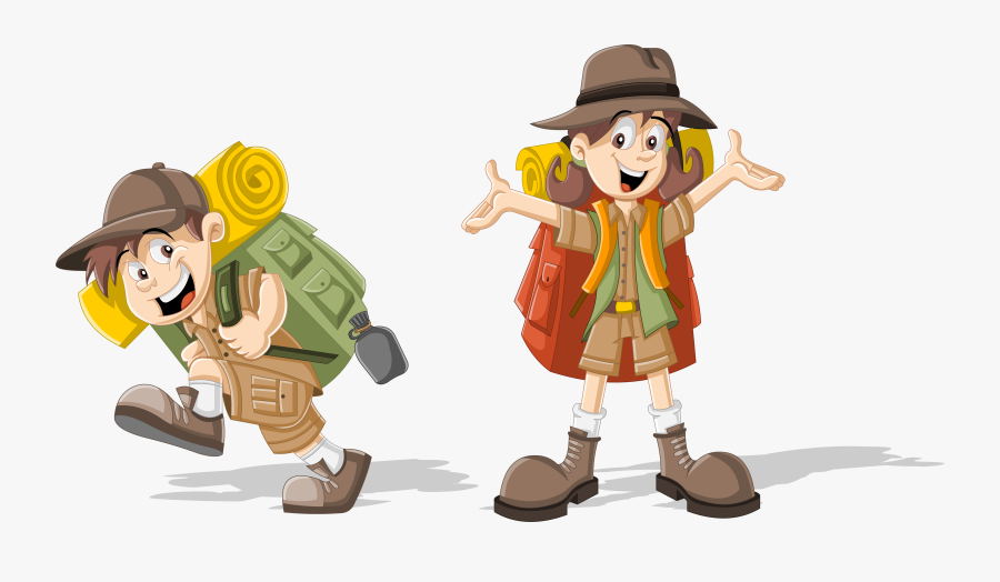 Design Backpack Character Scouting Children Download - Imagenes De Exploradores Animados, Transparent Clipart