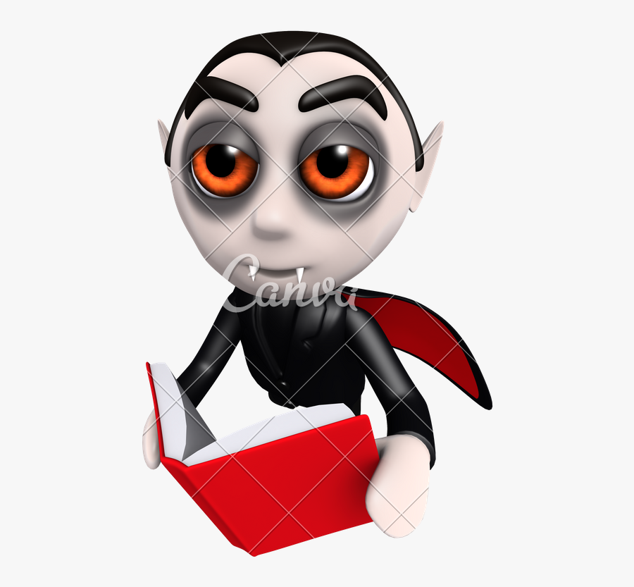 Vampire Cartoon Pictures - Dracula Reading A Book, Transparent Clipart